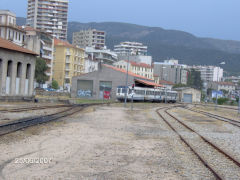 
Ajacio Station, Corsica, The 12.10pm train arriving with 97051 and 97052, June 2007